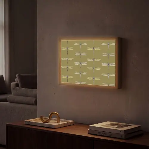 Libellen - Patroon - Groen Light Box met batterij (Wandlamp) middel 907 -sfeer1