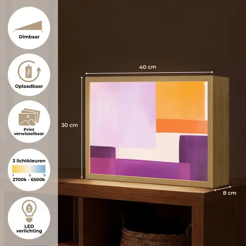 Vlakken - Abstract - Rechthoekig - Oranje Light Box met batterij (Wandlamp) middel -USP_websiteoverzichtNL