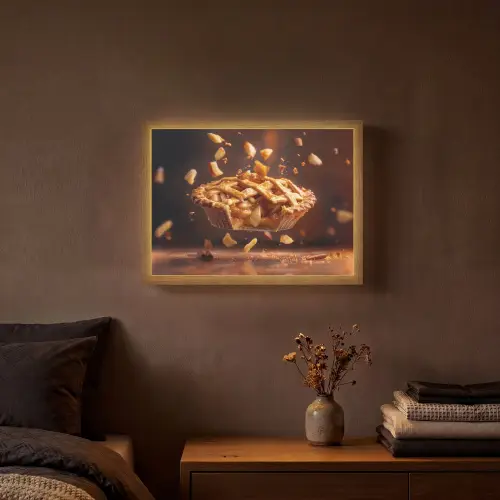 Appel - Taart - Warm - Eten Light Box met batterij (Wandlamp) middel -sfeer4