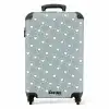 Grijsgroene achtergrond met witte hartjes NBS - Handbagage koffer - Volwassenen Unisex middel -productfoto_recht