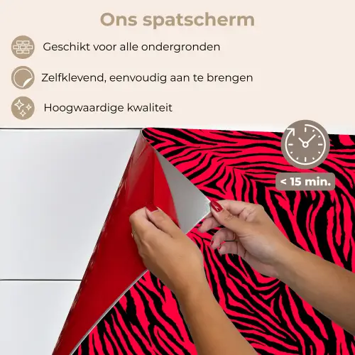 Zebra - Zwart - Roze - Neon keuken achterwand spatscherm klein 900 -spatscherm_NL