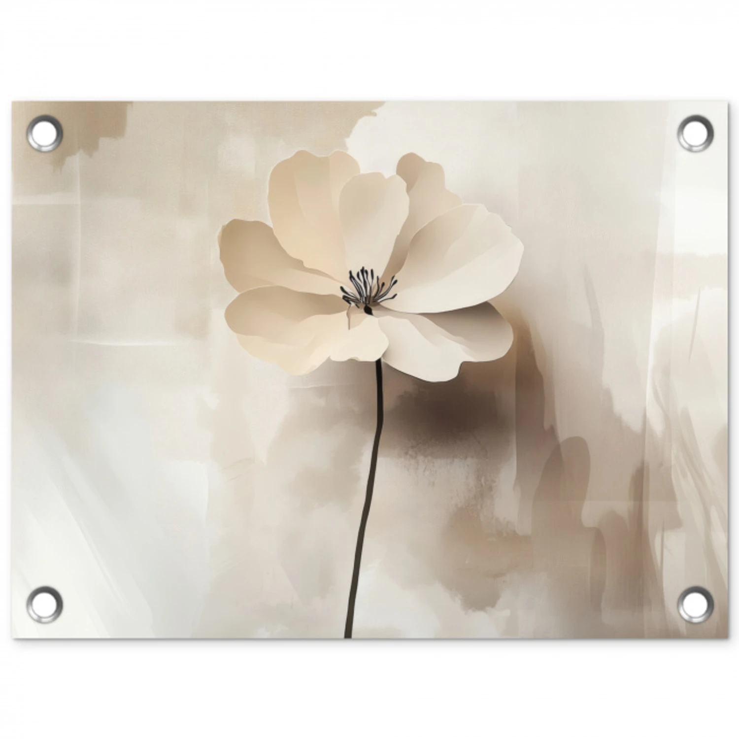 Bloem - Beige - Verf - Schaduw tuinposter los doek klein -3d
