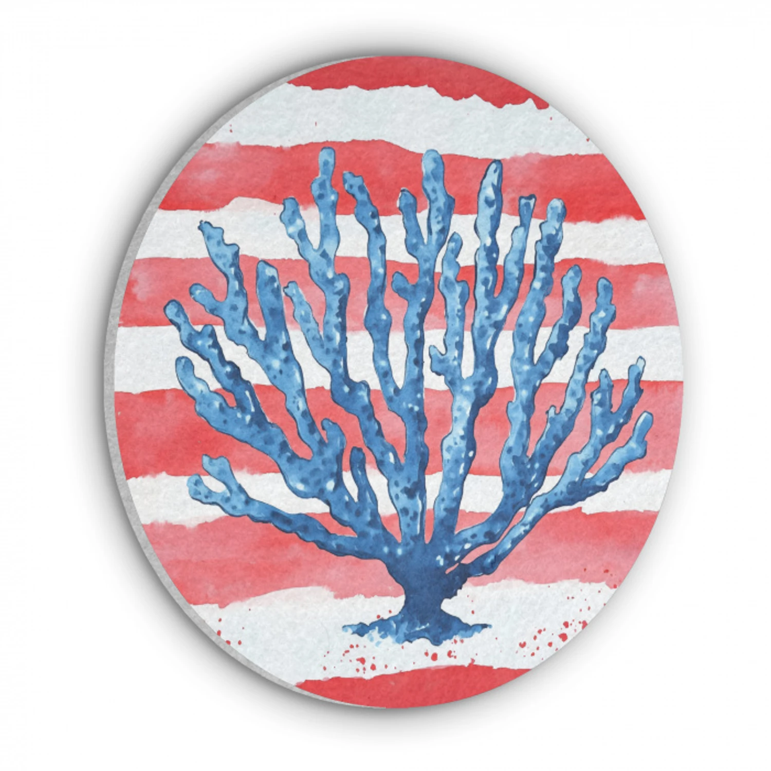 Koraal - Verfstructuur - Rood - Blauw Akoestische PET Vilt - Rond klein -3d