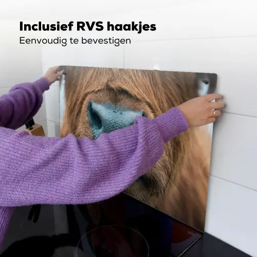 Schotse hooglander - Neus - Bruin Inductie beschemer met haakjes klein -ky-ophangen-nl