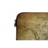 Wereldkaart - Vintage - Antiek - Bruin - Papier laptophoes neopreen klein -detail