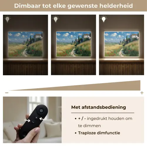 Zandpad - Huis - Bomen - Grasveld Light Box met batterij (Wandlamp) middel -USP_dimbaarNL