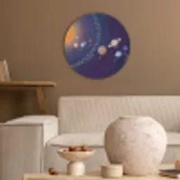 Planetenstelsel - Ruimte - Illustratie Akoestische PET Vilt - Rond klein -sfeer1