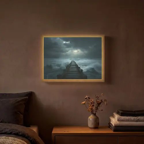 Steiger - Storm - Golven Light Box met batterij (Wandlamp) middel -sfeer4