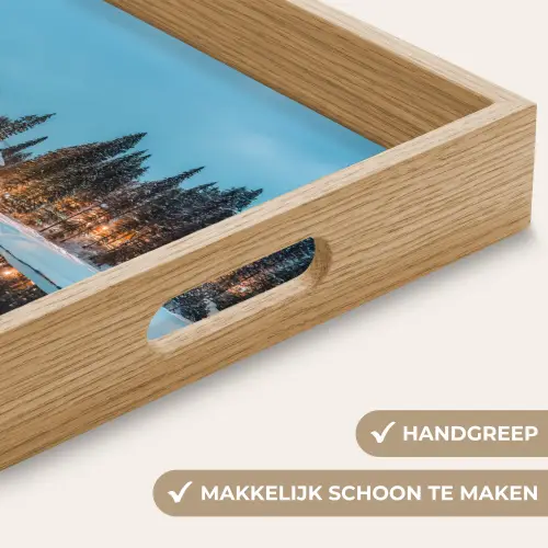 Winterlandschap - Natuur - Huis - Bergen - Sneeuw Dienblad Rechthoek middel -USP_HandgreepNL