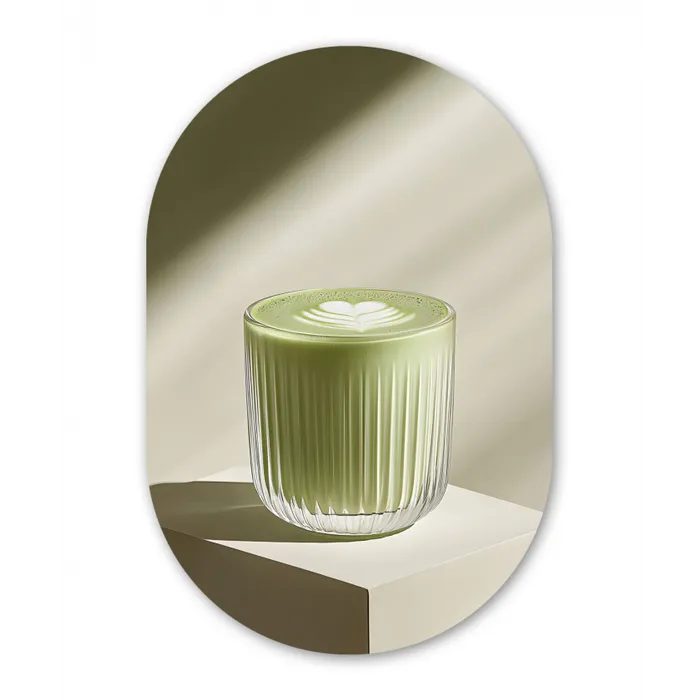 Matcha - Glas - Groen - Minimalistisch Wandcirkel Ovaal Glas middel -3d