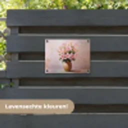 Vaas - Bloemen - Roze tuinposter los doek klein -sfeer3