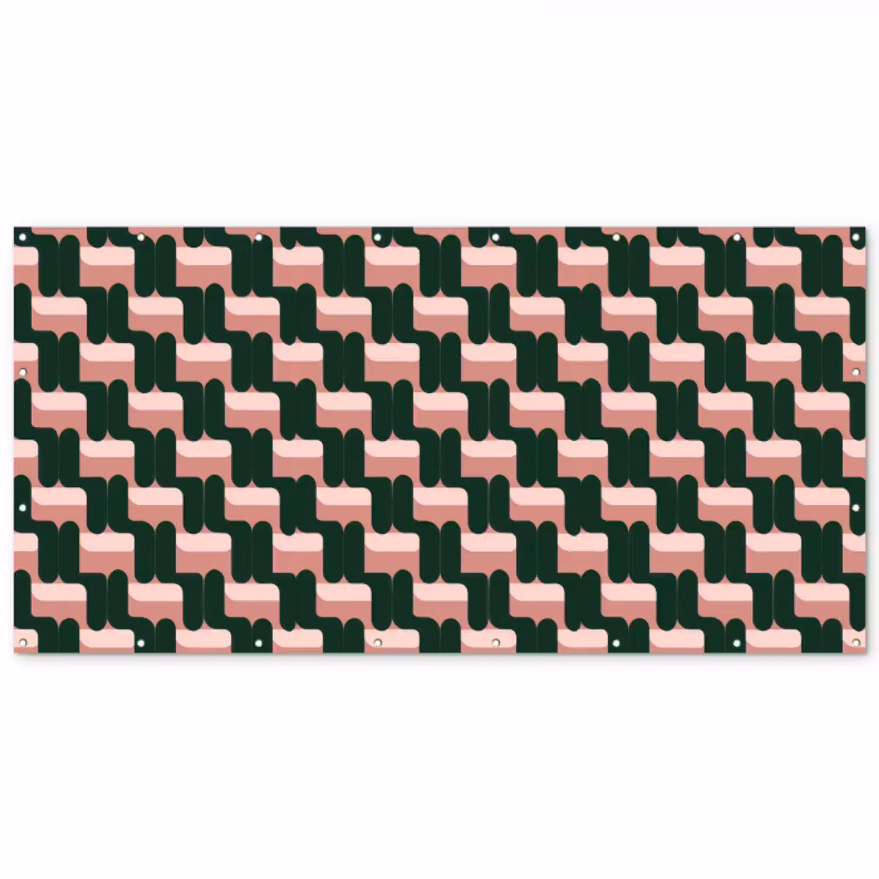 Vlechtpatroon - Groen - Roze - Geometrisch Balkonbeschermer Duitsland klein 596 -zz_3d