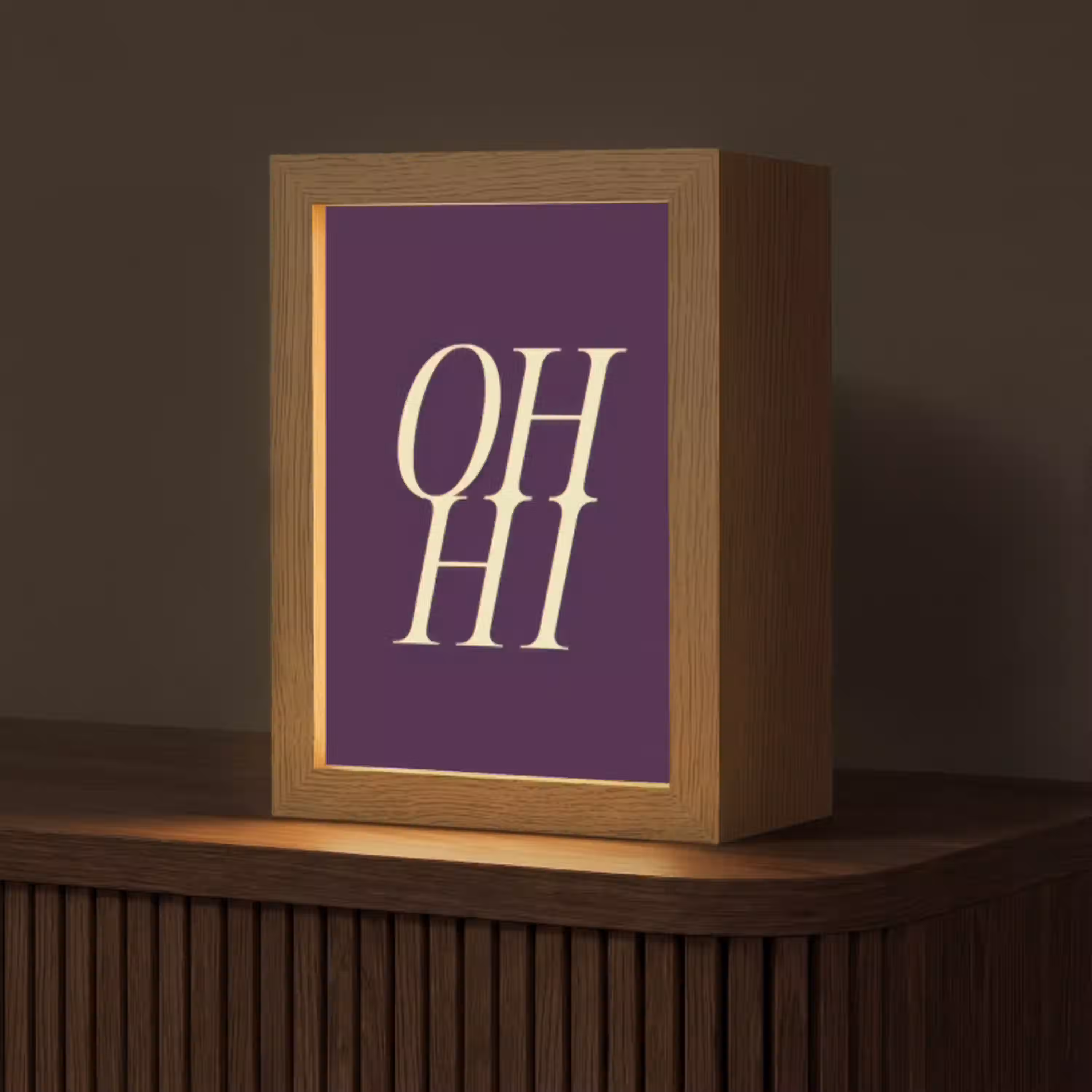 Oh hi - Paars - Minimalistisch Light Box met kabel (Tafellamp) klein -z3d_website