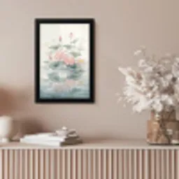Aquarel - Lotusbloemen - Kleurrijk fotolijst zwart zonder passe partout klein -sfeer5