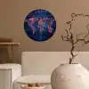 Wereldkaart - Futuristisch - Oranje Wandcirkel behangsticker klein -sfeer1