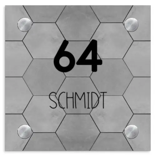 Grijze tegels - Modern Naambord Vierkant klein -3d