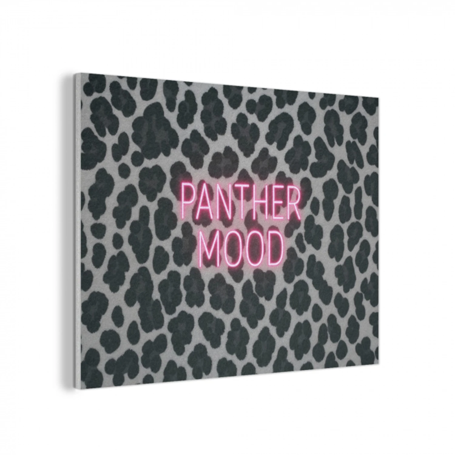 Panterprint - Zwart - Neonletters - Roze PET vilt klein -3d