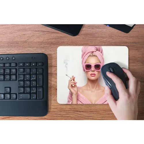 Vrouw - Roze - Wijn - Zonnebril muismat rubber klein -toetsenbord