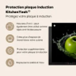 Appel - Groen - Fruit - Water - Zwart Inductie beschermer vinyl 3mm middel -zzzzzzusp-haakje_FR