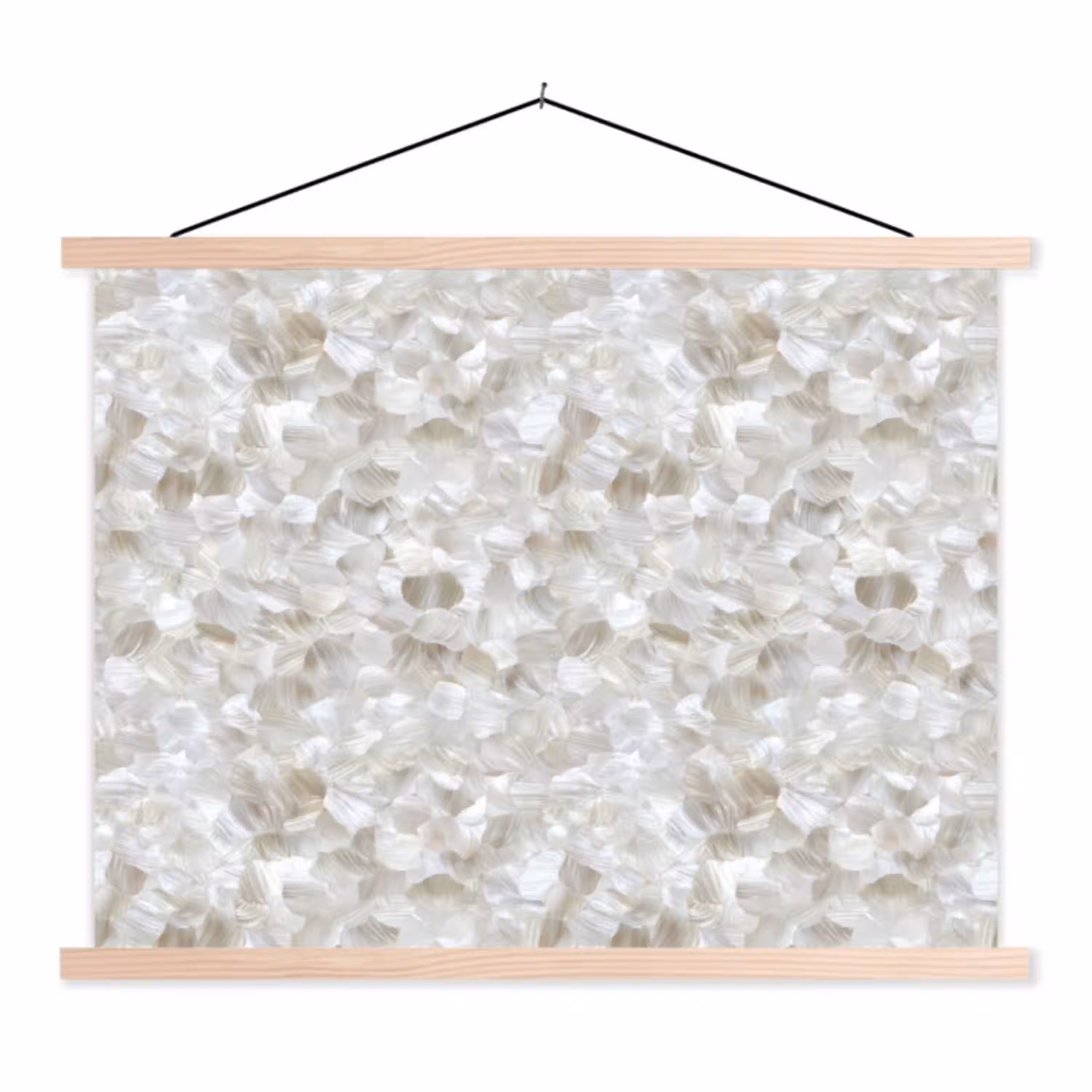 Wit - Penseelstreken - Reliëfeffect textielposter latten blank klein 122 -3d
