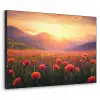 Landschap - Zonsondergang - Bloemenveld Textielframe zwart klein -3d