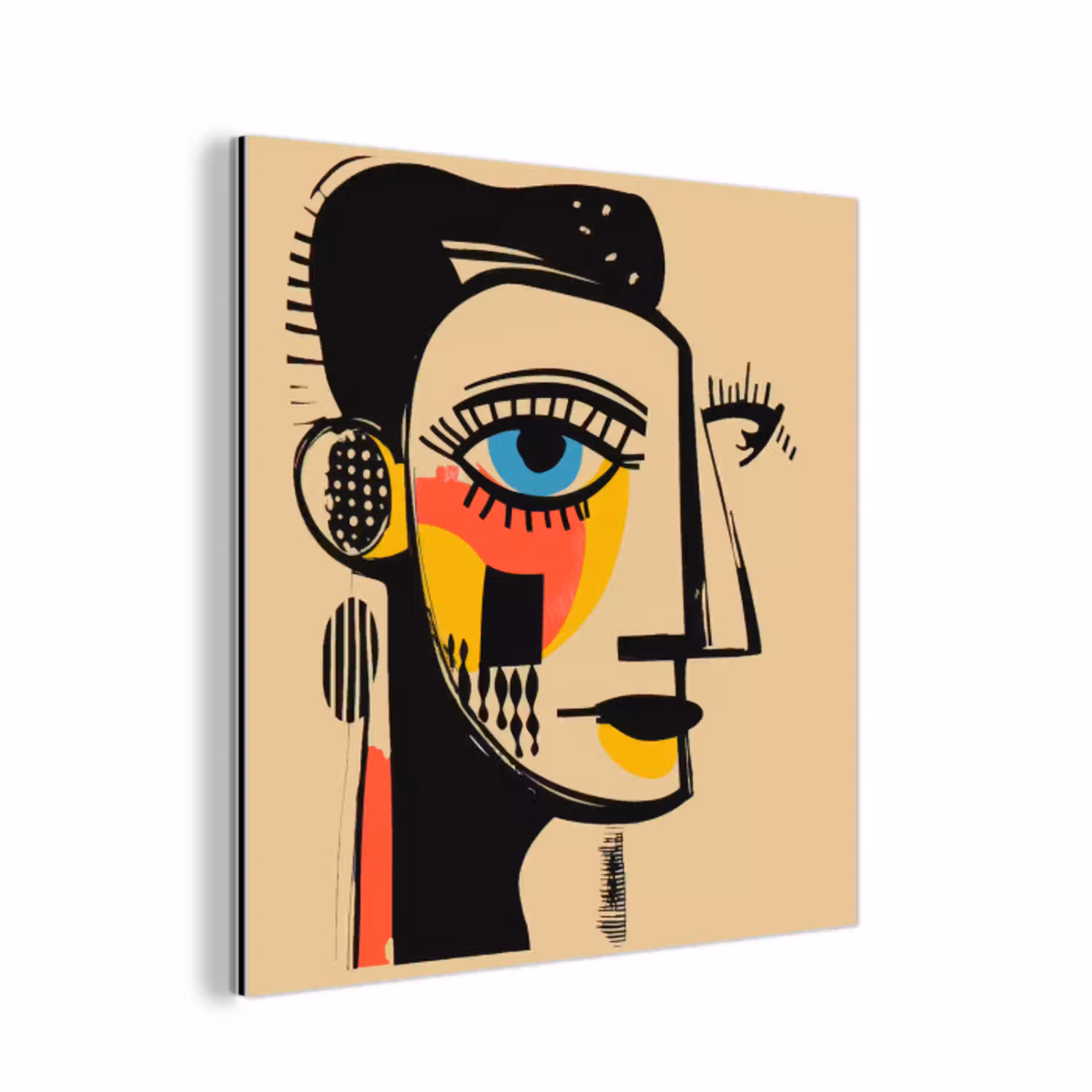 Geometrisch - Felle kleuren - Kubistische stijl aluminium wit klein -3d