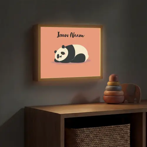 Panda - Slaap - Oranje Light Box met batterij (Wandlamp kind) middel -sfeer5_kind