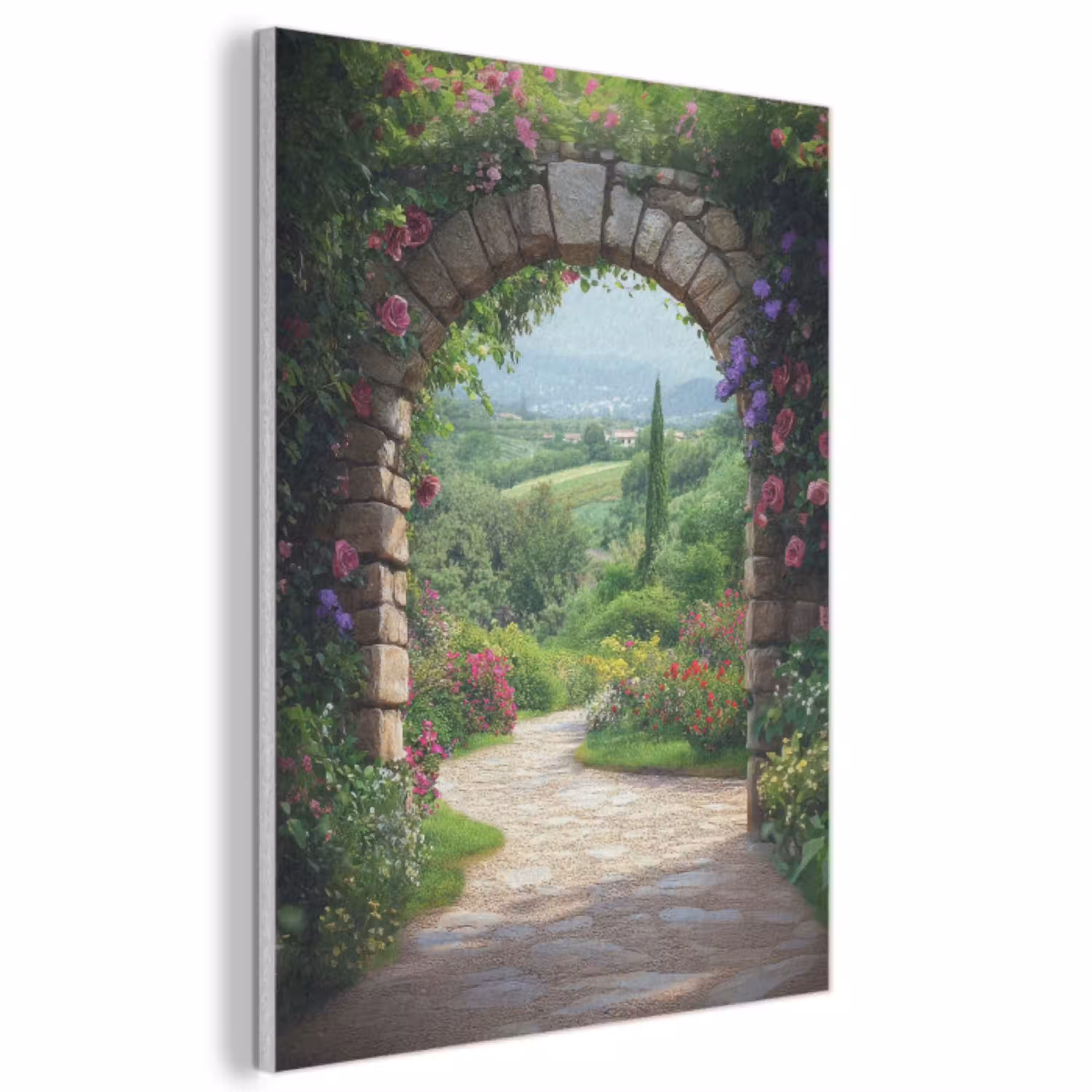 Doorkijk - Landschap - Bloemen - Pad - Uitzicht PET vilt klein -3d