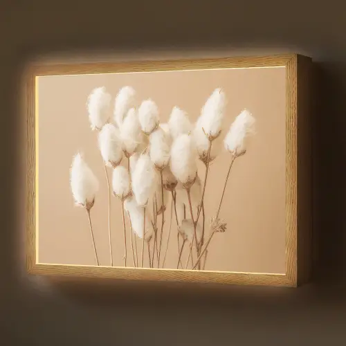Bloemen - Planten - Bruin - Pastel Light Box met batterij (Wandlamp) middel -z3d_website
