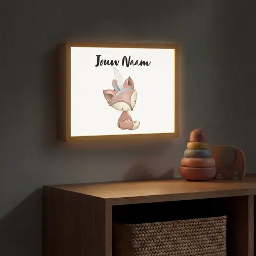 Vos - Dier - Bosdieren Light Box met batterij (Wandlamp kind) middel -sfeer5_kind