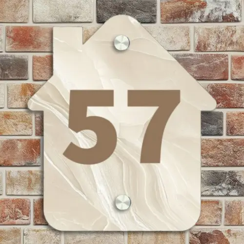 Beige - Marmer - Traditioneel Naambord Huisje klein -sfeer6