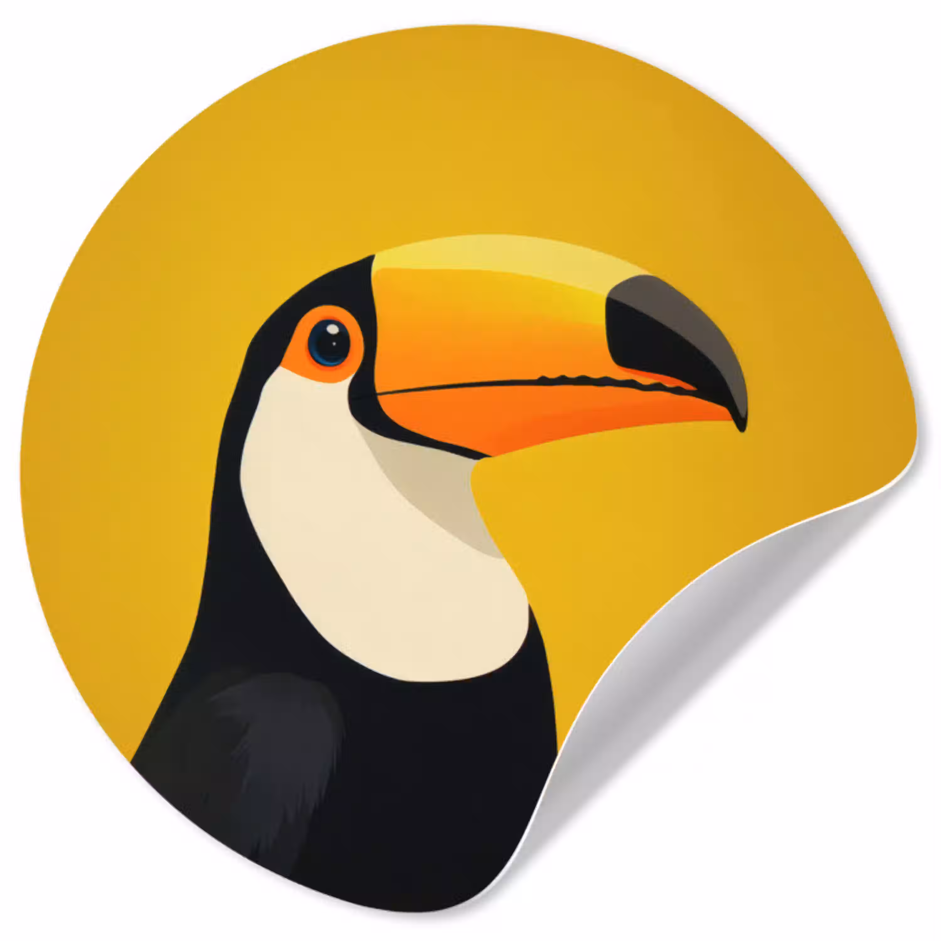 Toekan - Minimalistisch - Snavel - Oranje Wandcirkel behangsticker klein -3d
