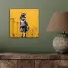 Meisje - Boek - Gele Muur - Graffiti aluminium wit klein -sfeer2