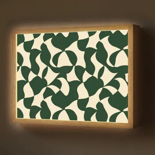 Groen - Organische vlakken - Crème Light Box met batterij (Wandlamp) middel 907 -z3d_website