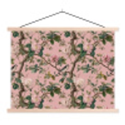 Pioenrozen - Botanisch - Vogel textielposter latten blank klein 122 -3d