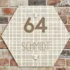 Beige raster - Modern Naambord Hexagon klein -sfeer2