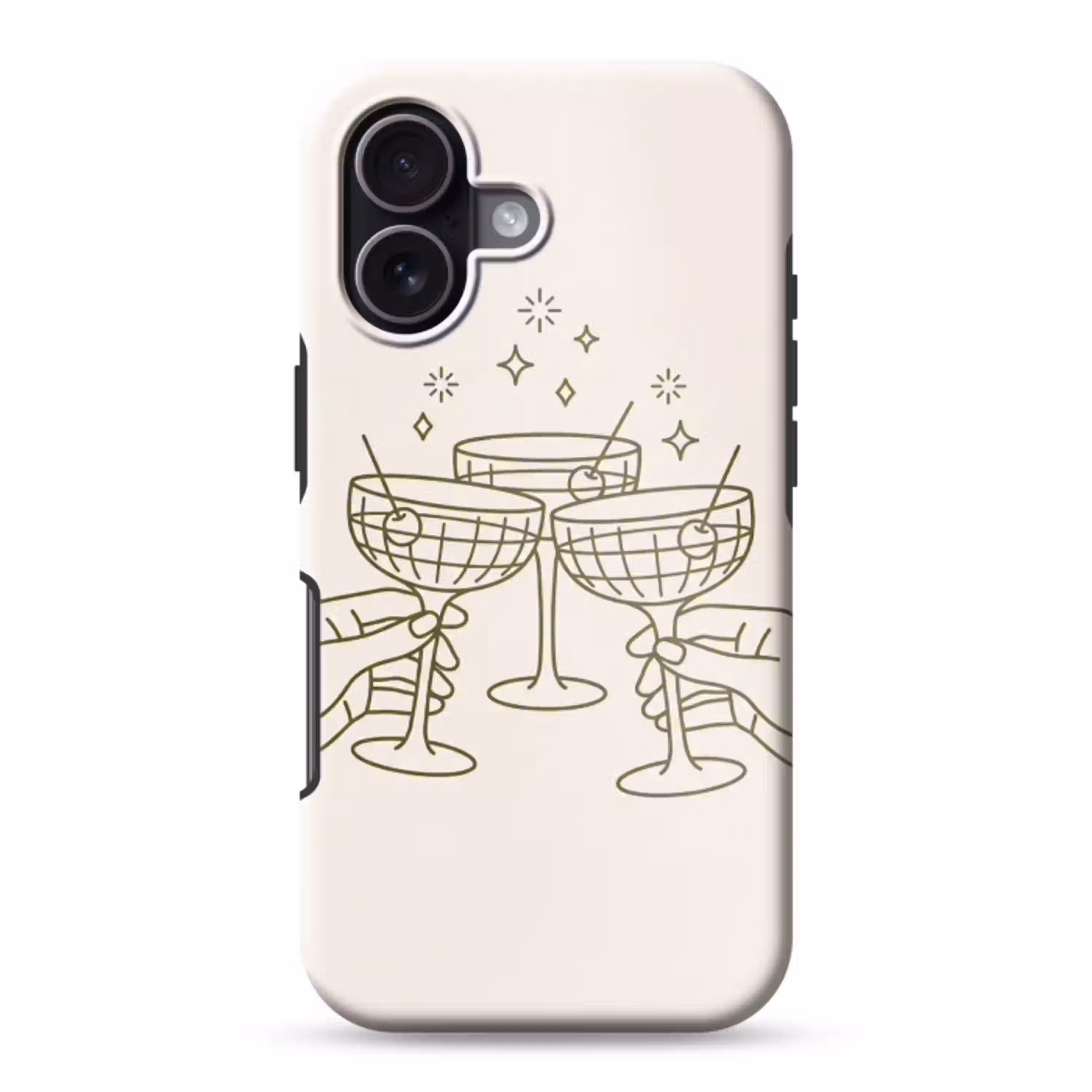 Drankjes - Feest - Proosten - Minimalistisch - Groen Toughcase MagSafe Apple iPhone 17 klein -3d