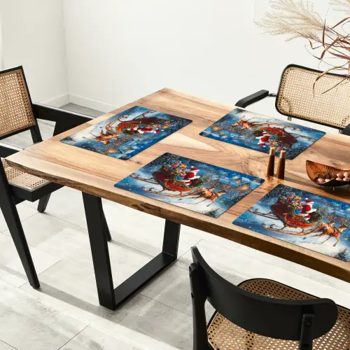 Kerstman - Rendier - Kerst - Sneeuw Placemat vinyl groot -zzsfeer4_Kitchenyeah-website
