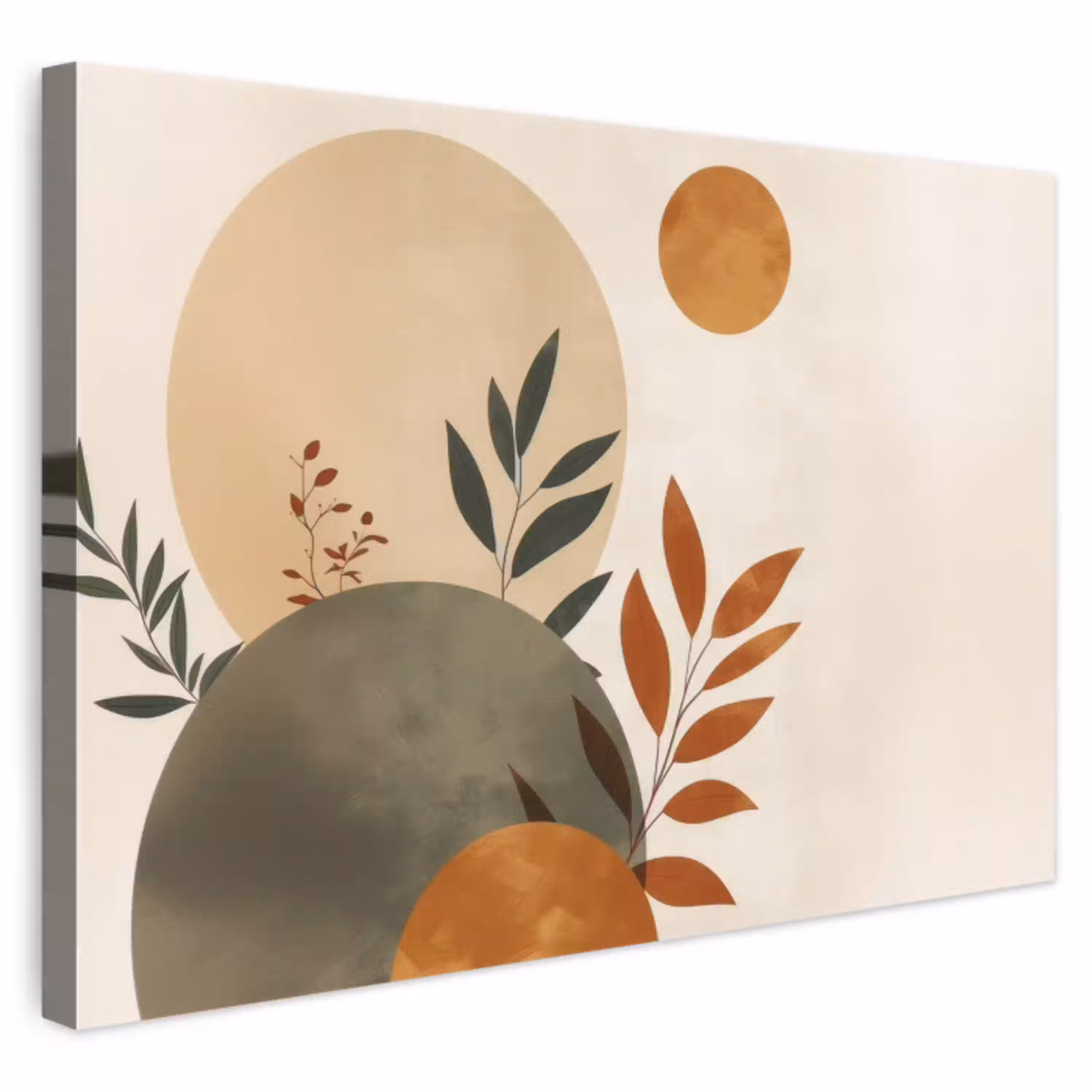 Vormen - Rond - Bladeren - Beige canvas 2cm klein -3d