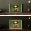 Vrouw - Groen - Bril - Aesthetic - Modern Light Box met kabel (Tafellamp) klein -sfeer3