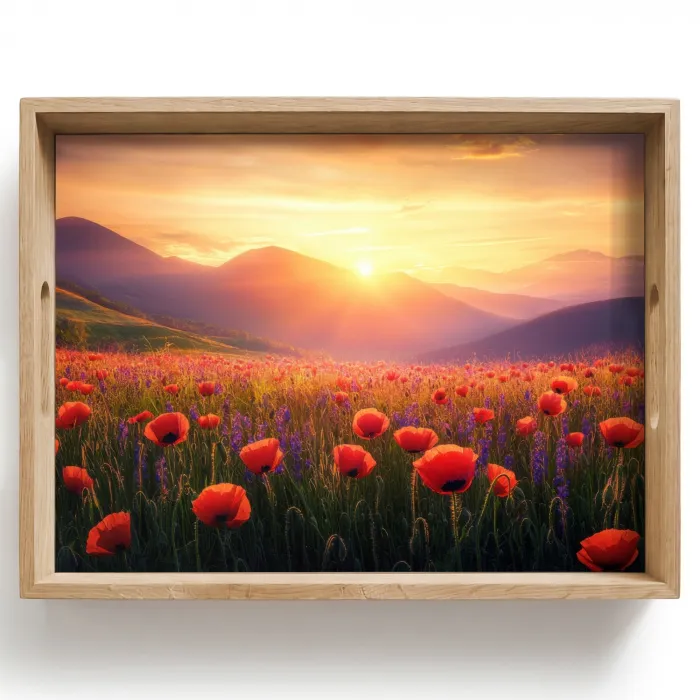 Landschap - Zonsondergang - Bloemenveld Dienblad Rechthoek middel -z3d_shopping