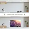 Lavendelbloemen - Paars - Zonlicht keuken achterwand spatscherm klein -voor_na_NL