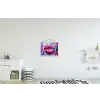 Graffiti - Lippen - Felroze - Geschilderd textielposter latten blank klein -kinderkamer
