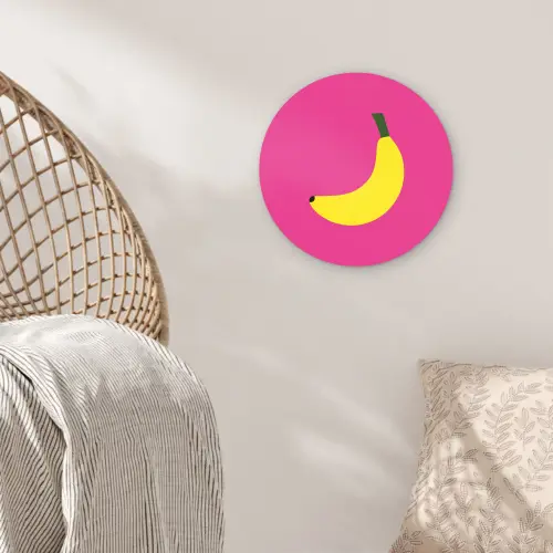 Banaan - Geel - Fruit Wandcirkel kunststof plaat 5mm dik klein -sfeer5