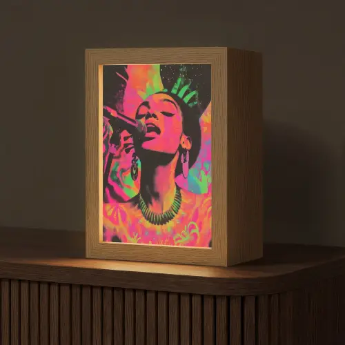 Vrouw - Microfoon - Neon Light Box met kabel (Tafellamp) klein -z3d_website