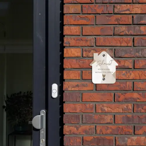 Abstract beige - Sierlijk Naambord Huisje klein -sfeer2
