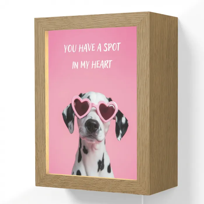 Hartjes - Hond - Valentijn - Roze Light Box met kabel (Wandlamp) klein -3d