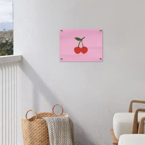 Kersen - Roze - Illustratie tuinposter los doek klein -sfeer8