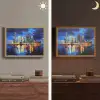 Skyline Toronto - Modern - Stadslicht - Blauw Light Box met batterij (Wandlamp) middel -sfeer3
