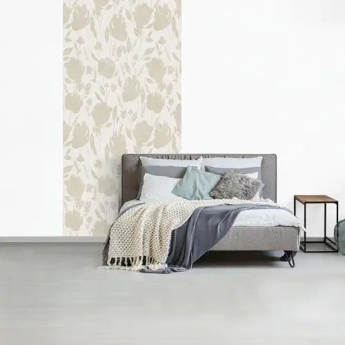 Bloemenpatroon - Silhouet - Wit fotobehang vinyl groot 64 -slaapkamer